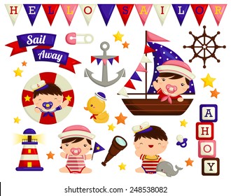 Nautical Baby Vector Set