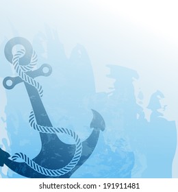 Nautical Background With Anchor And Rope