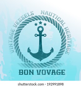 Nautical background with anchor and rope