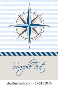 Nautical background with compass, marine card