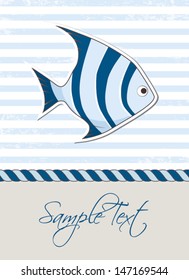 Nautical background with fish, marine card