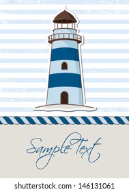 Nautical background with lighthouse, marine card