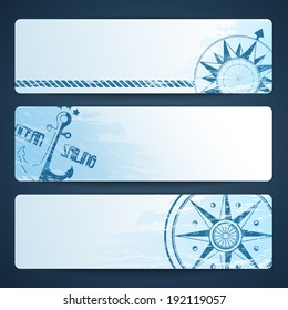 Nautical background with wind rose compass and anchor