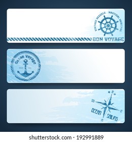 Nautical backgrounds with wind rose compass and anchor