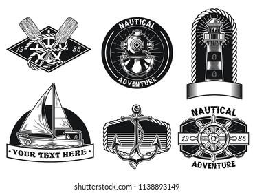 nautical badge design set