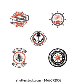 Nautical Badge Logo Design Vector