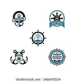 Nautical Badge Logo Design Vector