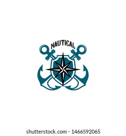 Nautical Badge Logo Design Vector
