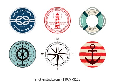 Nautical badges and symbols. Assorted styles. 