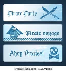 Nautical banners with pirate symbols