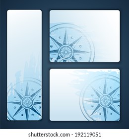 Nautical banners with wind rose compass