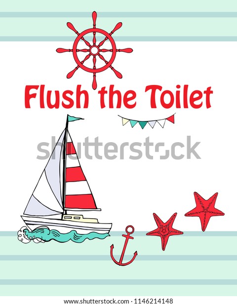 Nautical Bathroom Decor Quotes Poster Ship Stock Vector Royalty Free 1146214148