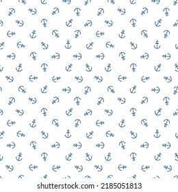 nautical blue anchors and marine graphic vector seamless pattern, boy anchor pattern wallpaper, marine white background