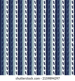 Nautical Blue Dashed Striped Pattern