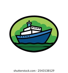 Nautical boat logo vector art, ideal for marine businesses, apparel, and branding. Perfect for coastal-themed t-shirts and merchandise with a classic maritime touch.