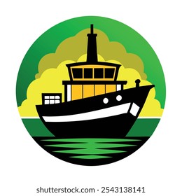 Nautical boat logo vector art, ideal for marine businesses, apparel, and branding. Perfect for coastal-themed t-shirts and merchandise with a classic maritime touch.