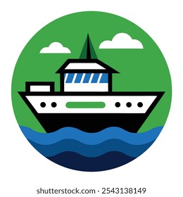 Nautical boat logo vector art, ideal for marine businesses, apparel, and branding. Perfect for coastal-themed t-shirts and merchandise with a classic maritime touch.