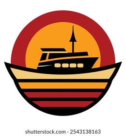 Nautical boat logo vector art, ideal for marine businesses, apparel, and branding. Perfect for coastal-themed t-shirts and merchandise with a classic maritime touch.