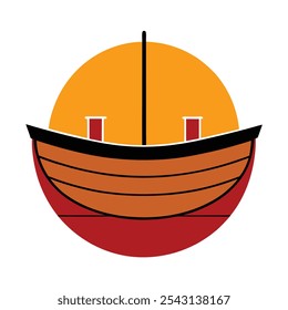 Nautical boat logo vector art, ideal for marine businesses, apparel, and branding. Perfect for coastal-themed t-shirts and merchandise with a classic maritime touch.