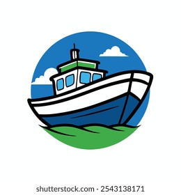 Nautical boat logo vector art, ideal for marine businesses, apparel, and branding. Perfect for coastal-themed t-shirts and merchandise with a classic maritime touch.