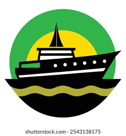 Nautical boat logo vector art, ideal for marine businesses, apparel, and branding. Perfect for coastal-themed t-shirts and merchandise with a classic maritime touch.