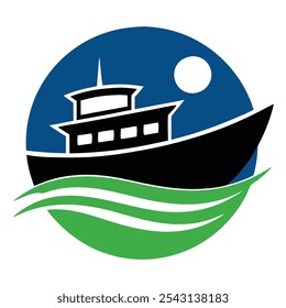 Nautical boat logo vector art, ideal for marine businesses, apparel, and branding. Perfect for coastal-themed t-shirts and merchandise with a classic maritime touch.