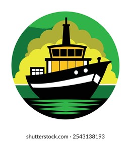 Nautical boat logo vector art, ideal for marine businesses, apparel, and branding. Perfect for coastal-themed t-shirts and merchandise with a classic maritime touch.