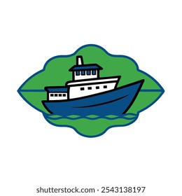 Nautical boat logo vector art, ideal for marine businesses, apparel, and branding. Perfect for coastal-themed t-shirts and merchandise with a classic maritime touch.