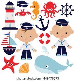 Nautical boy vector illustration