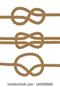 Nautical brown knots on white background, vector