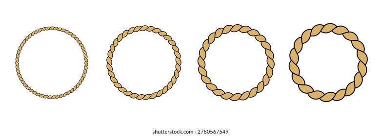 Nautical Brown Rope Circle Frame and Border Icon Set