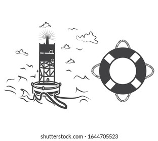 Nautical Buoy Symbol Icon Vector Illustration.