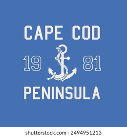 Nautical Cape Cod Varsity Vector Graphic