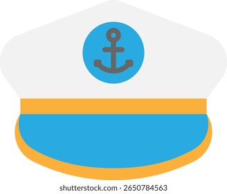 Nautical Captain Hat Flat Icon