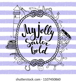 nautical card an excellent option for printing, accessories, typography, background.