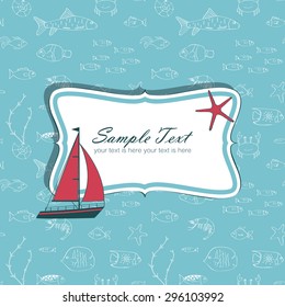 Nautical card with sailing boat