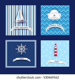 Nautical cards. Set - vector stock.