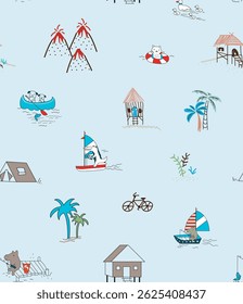 Children’s Nautical Cartoon Wallpaper – Perfect for Fabric, Textile, Wrapping, or Wallpaper