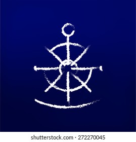 Nautical chalk icons on the dark blue background