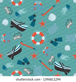 Nautical characters. Marine background. Seamless abstract vector illustration
