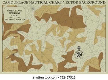 Nautical Chart With Camouflage Pattern Vector Background