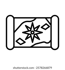 Nautical Chart Vector Line Icon Design