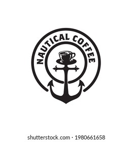 Nautical coffee logo design vector template