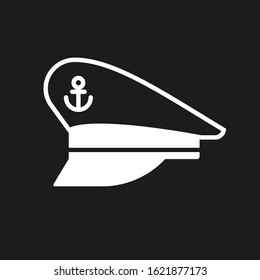 Nautical college cap, Captain headwear with anchor. Sailor, seaman symbol. Vector icon.