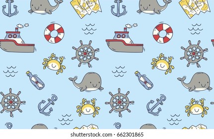 nautical color doodle seamless