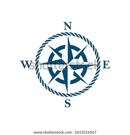 Nautical Compass Rose with Rope, compass logo design