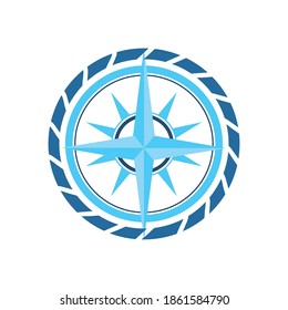 nautical compass in seal stamp design sea ocean navigation travel underwater water and marine theme Vector illustration