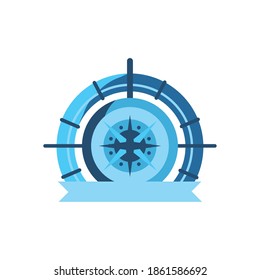 nautical compass in seal stamp with ribbon design sea ocean navigation travel underwater water and marine theme Vector illustration