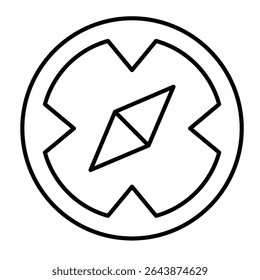 Nautical compass thin line icon, marine navigation concept. Vector graphics. Compass tool, wayfinding sign on white background, style mobile or design