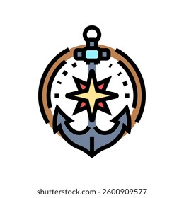 nautical compass world ocean color icon vector. nautical compass world ocean sign. isolated symbol illustration